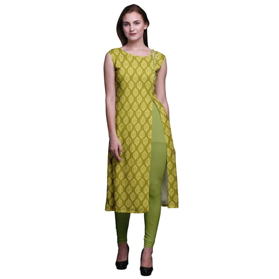 Bimba Sleeveless Printed Summer Kurti Straight Tunic Dresses For Women