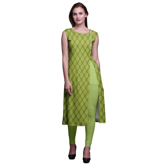 Bimba Sleeveless Printed Summer Kurti Straight Tunic Dresses For Women