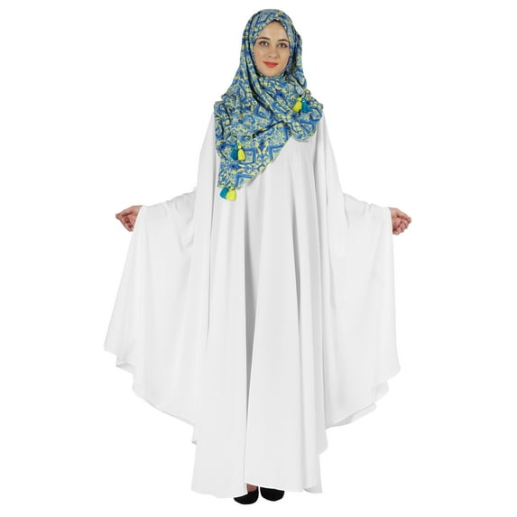Bimba Solid Abaya With Hijab/Scarf Islamic Prayer Long Dress For Women Kimono Sleeves Dress