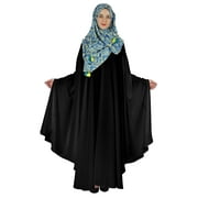 Bimba Solid Abaya With Hijab/Scarf Islamic Prayer Long Dress For Women Kimono Sleeves Dress