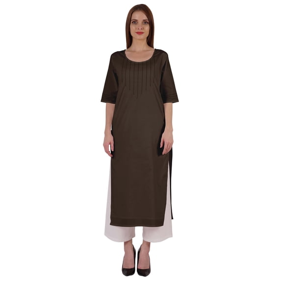 Bimba Straight Long Kurti For Women Printed Full Sleeves Tunic Top Casual Summer Formal Kurta