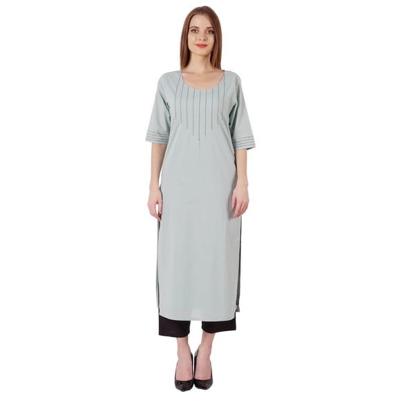 Bimba Straight Long Kurti For Women Printed Full Sleeves Tunic Top Casual Summer Formal Kurta