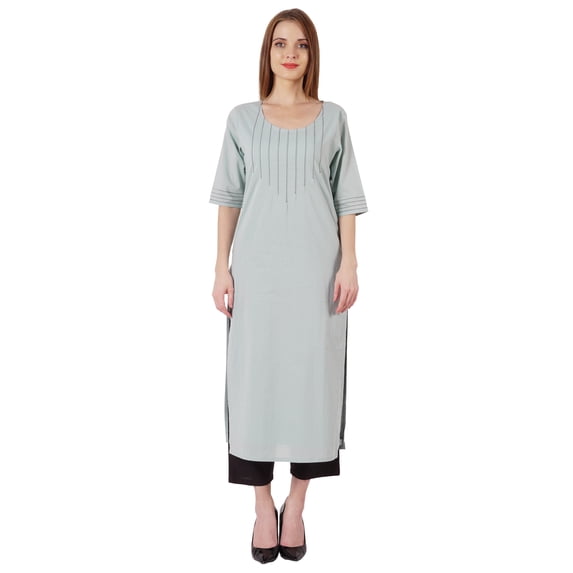 Bimba Straight Long Kurti For Women Printed Full Sleeves Tunic Top Casual Summer Formal Kurta