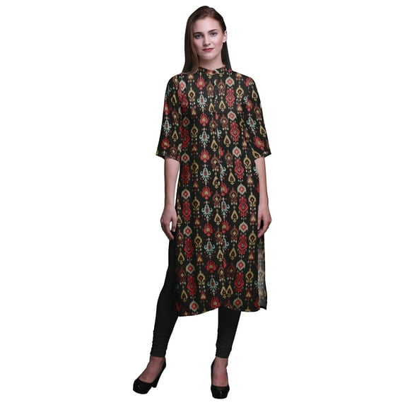 Bimba Straight Tunic Tops Women Printed Long Kurti Casual Dress Large