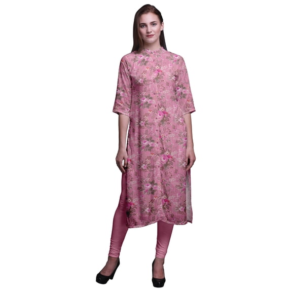 Bimba Straight Tunic Tops Women Printed Long Kurti Casual Dress Small
