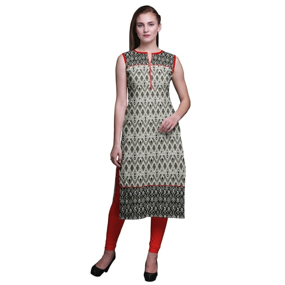 Bimba Straight Tunic Tops Women Printed Sleeveless Casual Kurti Dress Small