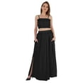 thumbnail image 1 of Bimba Summer Partywear Sexy Dress 2 Pieces For Women Smocked Crop Top & Long Skirt Set W/ Pockets, 1 of 7