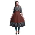 thumbnail image 1 of Bimba Teal Blue Geometric Artistic Floral & Scale Printed Indian Kurtis For Women Anarkali Kurti Maxi Casual Dress X-Large, 1 of 5
