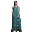 thumbnail image 1 of Bimba Teal Green Bird Floral & Paradise Whydah Spaghetti Strap Women s Sleepwear Nightgown Ladies Nightwear Nursing Sleep Dress Large, 1 of 1