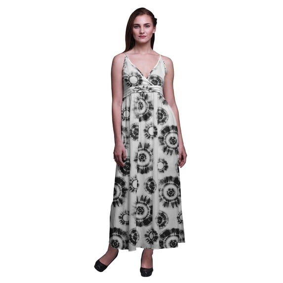 Bimba Tie-Dye Printed Adjustable Spaghetti Strap Long Maxi Dress Summer Beachwear-XX-Large