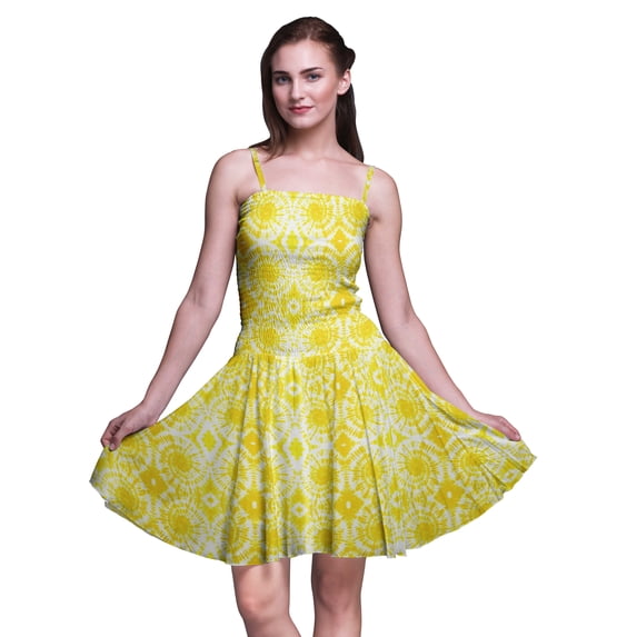 Bimba Tie-Dye Printed Spaghetti Strap Summer Sun Dress Holiday Beach Party Dress-X-Small