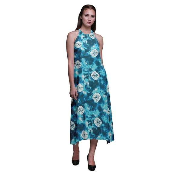 Bimba Tie-Dye Printed Women Backless Halter Neck Summer Holiday BeachÂ Dress-XX-Large