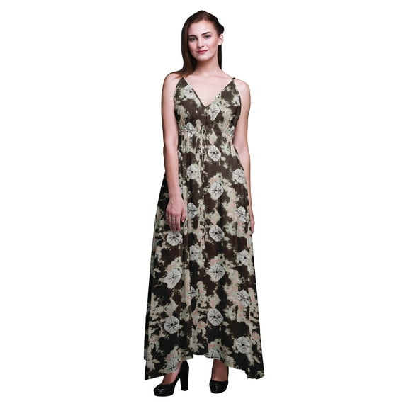Bimba Tie-Dye Printed Women Long Maxi Beach Dress Strappy Summer Resort Wear-Large