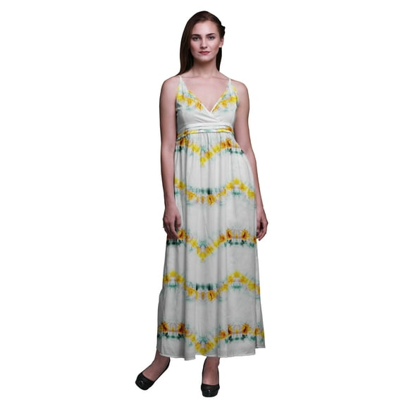 Bimba Tie-Dye Women Printed Sleeveless Long Maxi Strappy Bohemian Beach Dress-Small