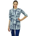 thumbnail image 1 of Bimba Tunic Top Cotton Printed Mandarin Collar Neck 3/4 Sleeve Blouse Clothing, 1 of 6
