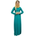 thumbnail image 1 of Bimba Turquoise Ladies Muslim Abaya Rayon Dress Jilbab With Cotton Hijab-6, 1 of 5