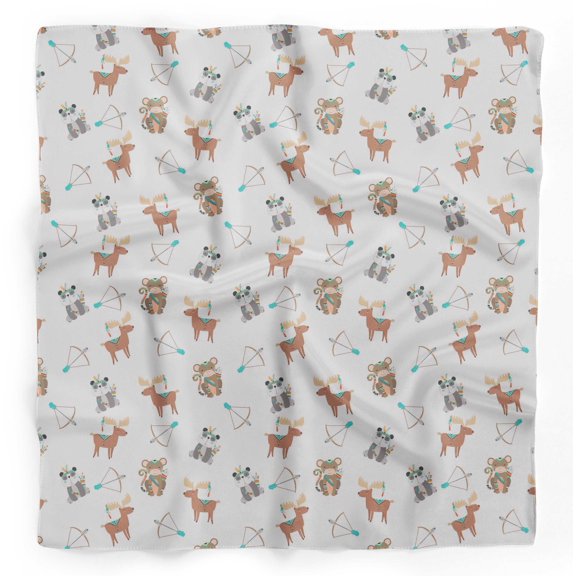 Bimba White Arrow & Reindeer Kids Pure Silk Printed Head Bandanas Summer Neck Wrap Scarf 40 x 80 Inches
