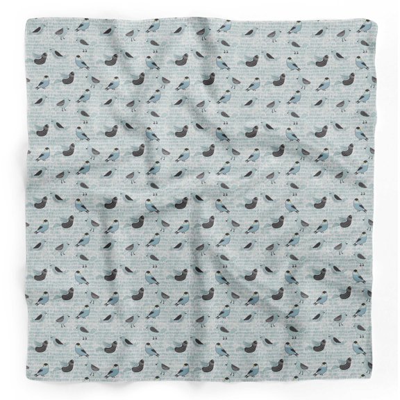 Bimba White Artistic Bird Pure Silk Printed Head Bandanas Summer Neck Wrap Scarf 40 x 40 Inches