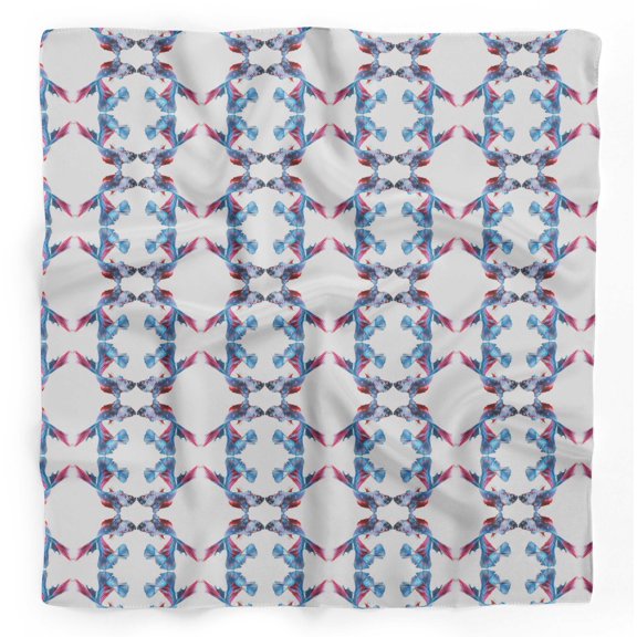 Bimba White Betta Fish Ocean Printed Pure Silk Scarf For Hair Neck Head Bandanas For Women 40 x 80 Inches