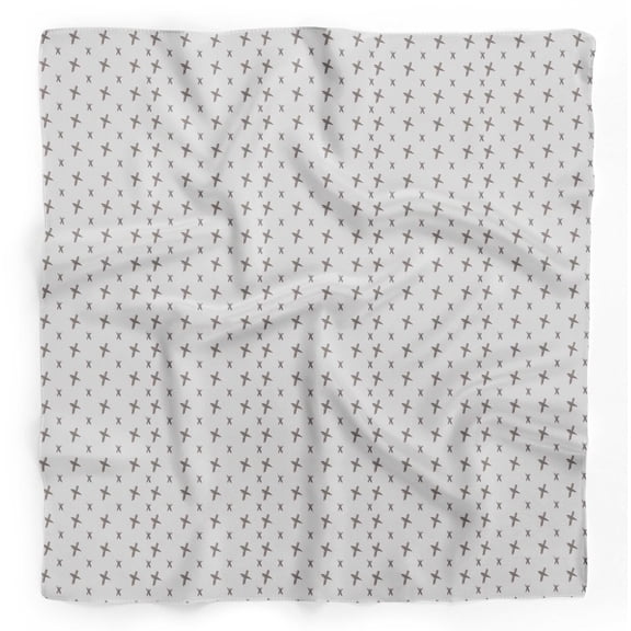 Bimba White Cross & Geometric Pure Silk Printed Scarf Dupatta Head Neck Wrap Bandanas For Women 40 x 40 Inches