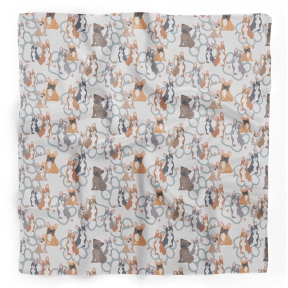 Bimba White Dogs & Paw Dog Printed Pure Silk Scarf Neck Wrap Summer Hair Bandanas For Women 40 x 40 Inches