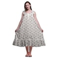thumbnail image 1 of Bimba White Floral Leaves & Pink Rose Printed Cotton Nightgowns For Women Sleeveless Gown Sleepwear Maxi Dress X-Small, 1 of 6