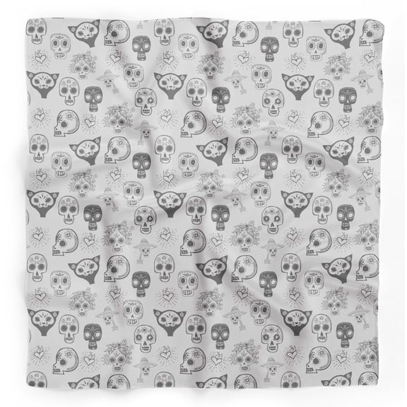 Bimba White Heart & Tribal Skull Pure Silk Printed Head Bandanas Summer Neck Wrap Scarf 40 x 80 Inches