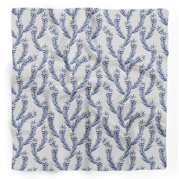 Bimba White Laurel Leaves Pure Silk Printed Head Bandanas Summer Neck Wrap Scarf 40 x 40 Inches
