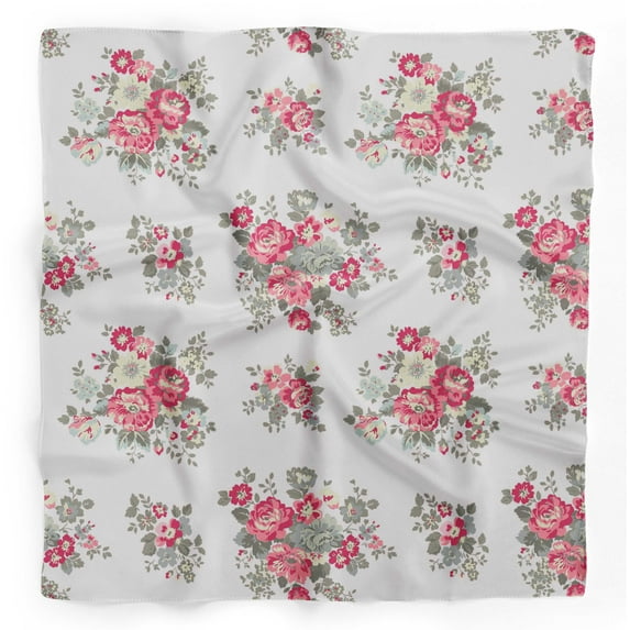 Bimba White Leaves & Begonia Floral Pure Silk Printed Head Bandanas Summer Neck Wrap Scarf 40 x 40 Inches