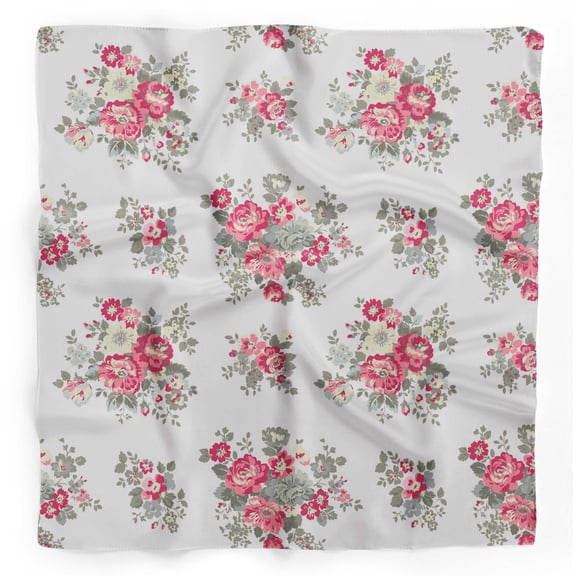 Bimba White Leaves & Begonia Floral Pure Silk Printed Head Bandanas Summer Neck Wrap Scarf 40 x 40 Inches