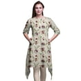 thumbnail image 1 of Bimba White Leaves & Faith Rose Floral Women Kurtas Ethnic Printed Asymmetric Summer Wear Tops For Women XX-Large, 1 of 6