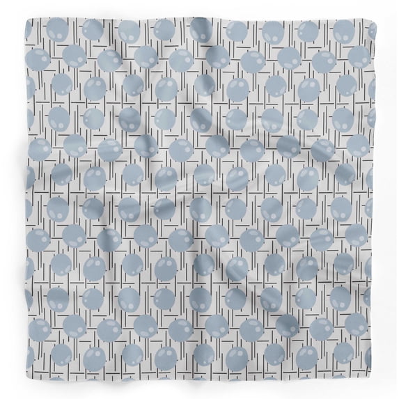 Bimba White Line & Circle Geometric Printed Pure Silk Scarf For Hair Neck Head Bandanas For Women 40 x 80 Inches