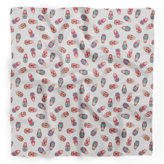 Bimba White Russian Doll Mix Printed Pure Silk Scarf Neck Wrap Summer Hair Bandanas For Women 40 x 80 Inches