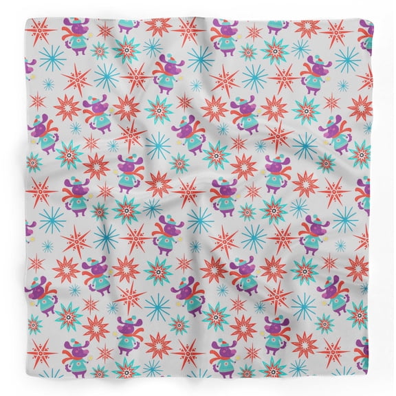 Bimba White Snowflake & Pig Kids Pure Silk Printed Head Bandanas Summer Neck Wrap Scarf 40 x 80 Inches