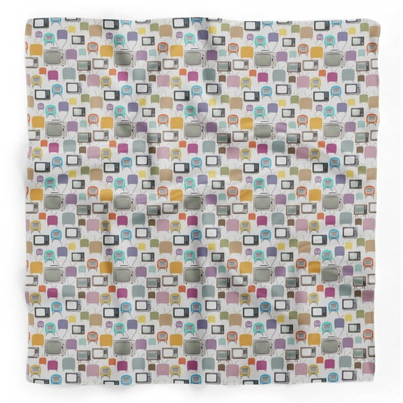 Bimba White Television Mix Pure Silk Printed Scarf Dupatta Head Neck Wrap Bandanas For Women 40 x 80 Inches