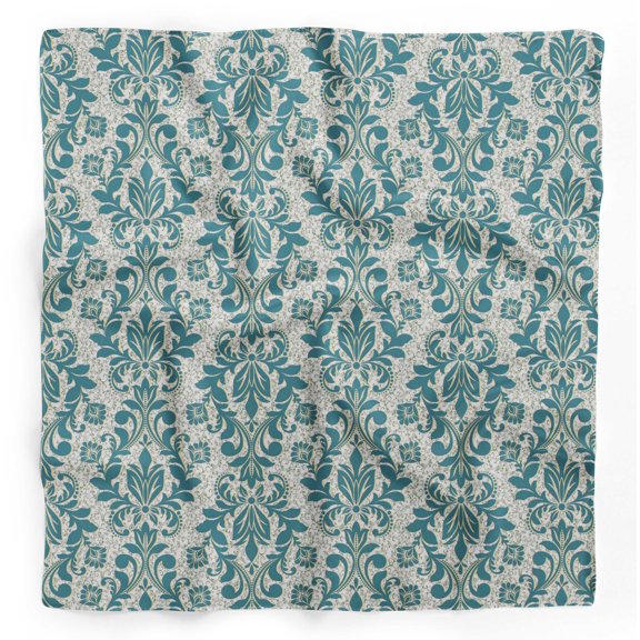Bimba White Vector Design Damask Printed Pure Silk Scarf For Hair Neck Head Bandanas For Women 40 x 80 Inches
