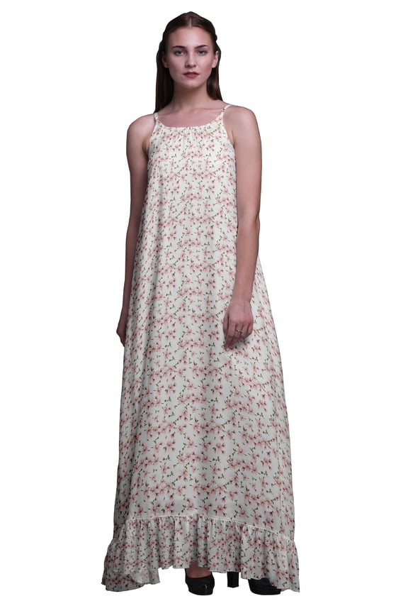 White5 Floral Leaves & Magnolia Spaghetti Strap Womens Sleepwear Nightgown Ladies Nightwear Nursing Sleep Dress XXX-Large