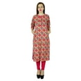 thumbnail image 1 of Bimba Women 3/4 Sleeve Cotton Kurta Kurti Indian Multicolor Tunic Blouse, 1 of 2