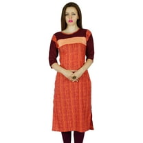 Bimba Women 3/4 Sleeve Indian Kurta Kurti Long Tunic Blouse Casual Clothing