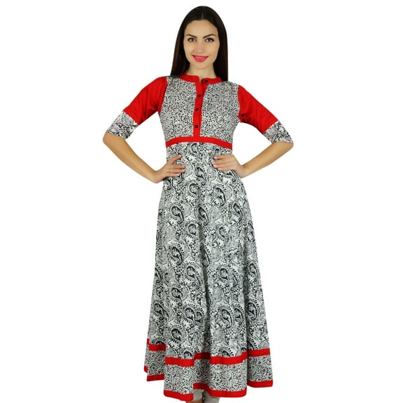 Bimba Women Anarkali Cotton Kurti Designer Clothing Kurta Blouse 3/4 Sleeve