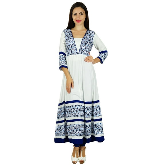 Bimba Women Anarkali Kurta Kurti Casual Tunic 3/4 Sleeve Ethnic Clothing