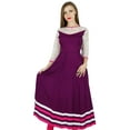 thumbnail image 1 of Bimba Women Anarkali Kurta Kurti Purple Sheer Lace Sleeve Indian Ethnic Blouse, 1 of 8