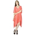 thumbnail image 1 of Bimba Women Asymmetrial Cotton Kaftan Peach Rayon Caftan With Pom-Pom Beach Coverup, 1 of 5