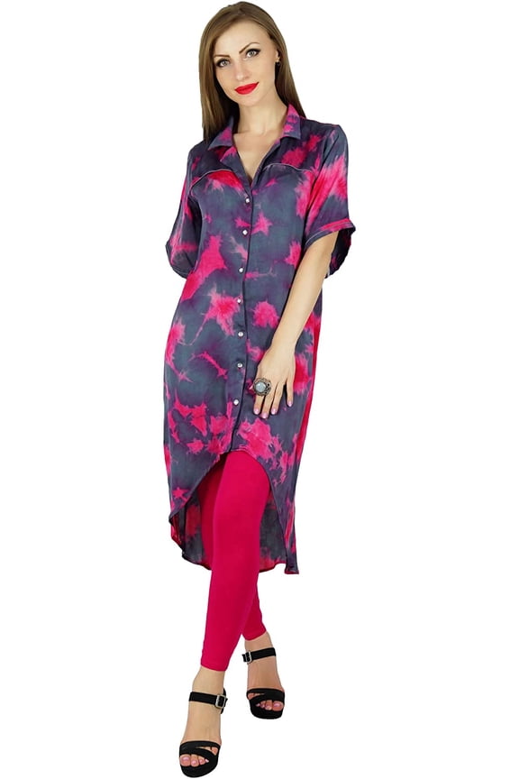 Women Asymmetrical Hem Tunic Chic Style Rayon Fancy Kurti Blouse Gift