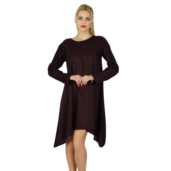 Bimba Women Asymmetrical Poncho Flaired Dress Knee Length Full Sleeve Dress