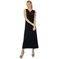thumbnail image 1 of Bimba Women Black A-Line Maxi Dress Sleeveless Casual Boho Chic Clothing, 1 of 6