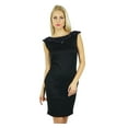 thumbnail image 1 of Bimba Women Black Bodycon Dress Knee Length With Heavy Sequin Neckline, 1 of 7