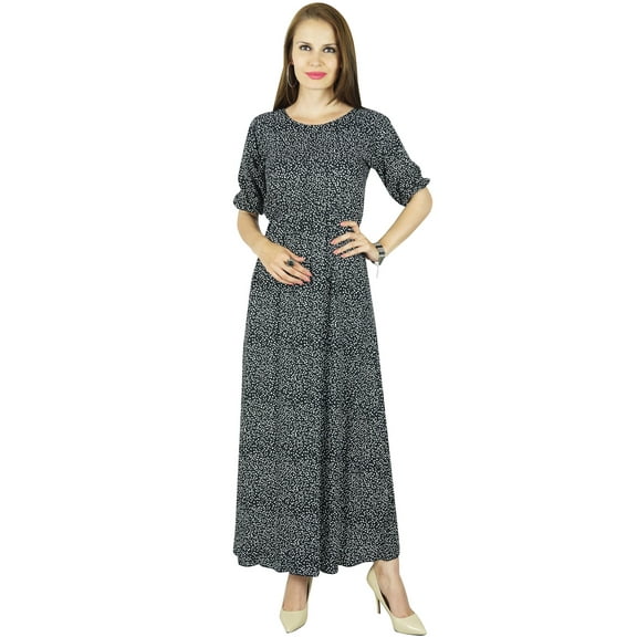 Bimba Women Black Classic Chic Style Maxi Dress Long Gown Elastic Waist