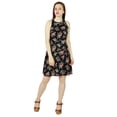 thumbnail image 1 of Bimba Women Black Floral Rayon Dress Sleeveless Classic Chic Summer Clothing, 1 of 7