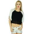 thumbnail image 1 of Bimba Women Black Georgette custom Crop Top Lace Short Kimono Blouse Chic Clothing, 1 of 1